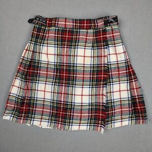 Vintage 40s‎ 50s Saks 100% Wool Skirt Girls 6 Yr Multicolor Pleated Wrap ENGLAND
